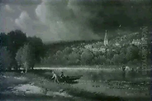 On The Delaware Water Gap Oil Painting by George Washington Nicholson