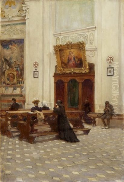 Interieur Einer Kirche Oil Painting by Gabriel Nicolet