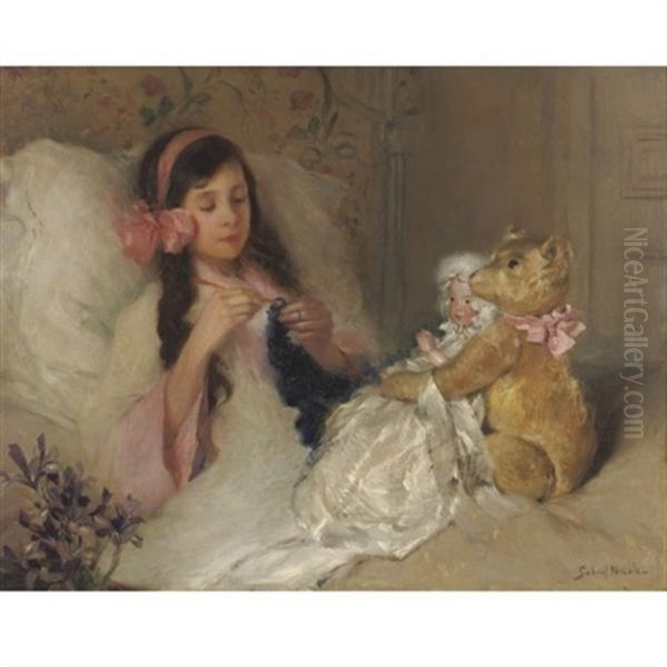 Surrounded By Friends Oil Painting by Gabriel Nicolet