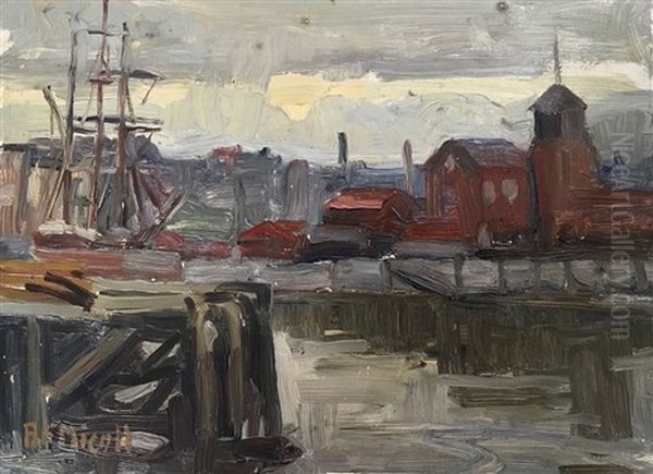 Auckland Wharves Oil Painting by Archibald Frank Nicoll