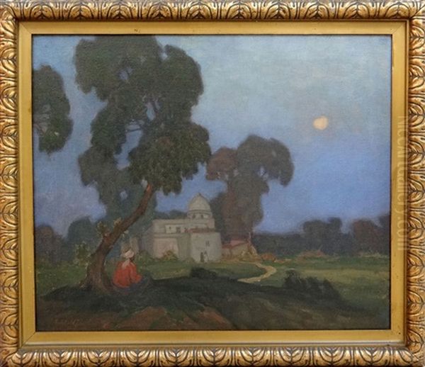 A Moonlit Evening Near Cairo Oil Painting by Archibald Frank Nicoll