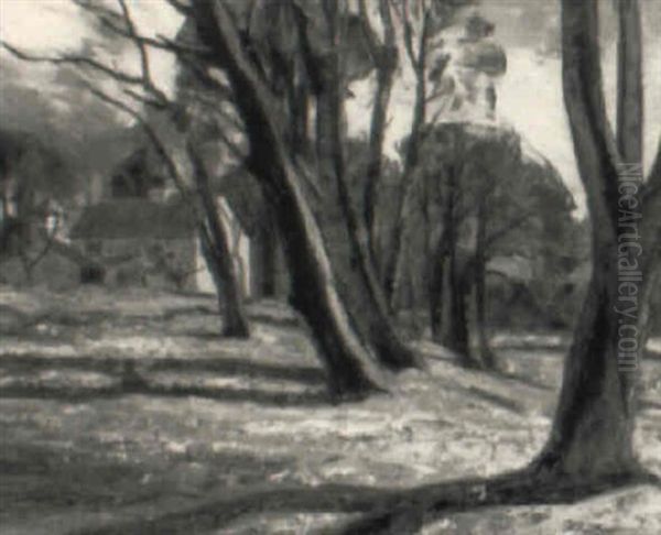 Foraarsdag I. Splyst Park Oil Painting by Arthur Nielsen