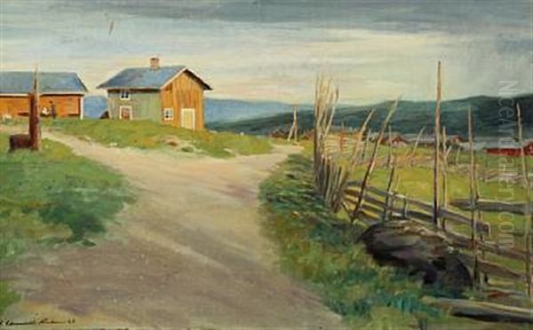 Norwegian Landscape Oil Painting by Laurits Schmidt Nielsen