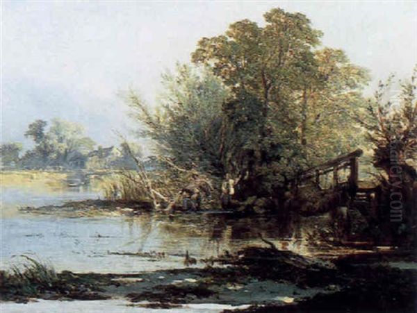 The Waterfall, Fish Pots, North Stoke, Oxfordshire Oil Painting by Edmund John Niemann