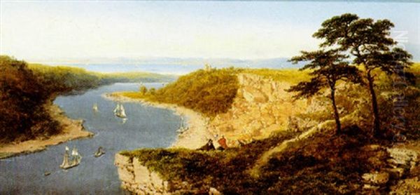 The Avon At Clifton, Monmouth And The Welsh Hill In The Distance Oil Painting by Edmund John Niemann