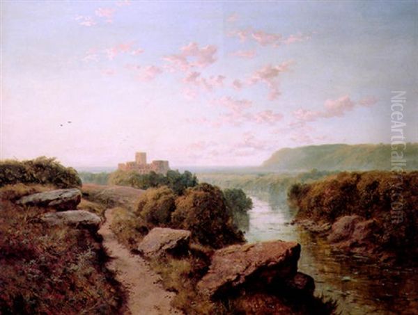 Richmond Castle On The River Wharf Oil Painting by Edmund John Niemann