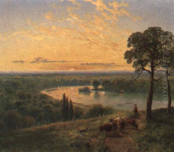 The Thames From Richmond Hill Oil Painting by Edmund John Niemann