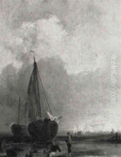 Beach Scenes At Low Tide Oil Painting by Edmund John Niemann