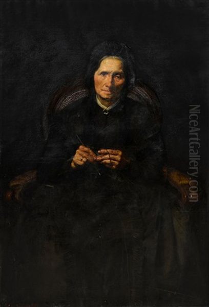 Portraid Of An Older Woman Oil Painting by Georg Niemann