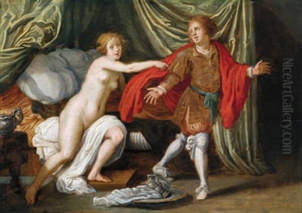 Joseph Mit Dem Weib Des Potiphar Oil Painting by Adriaen van Nieulandt
