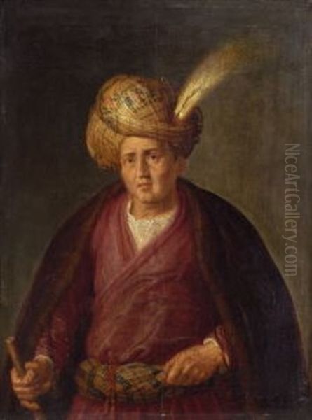 Orientale Mit Turban Und Pelzverbramtem Mantel Oil Painting by Adriaen van Nieulandt