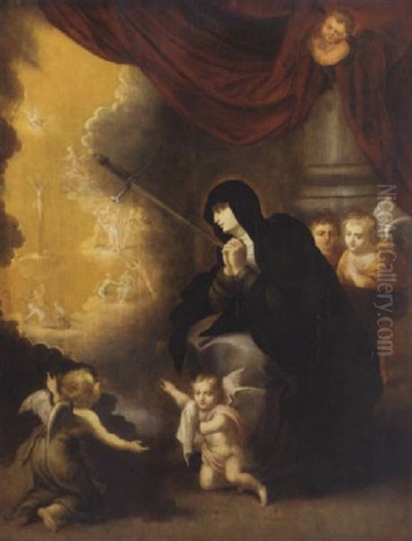 Saint Teresa Of Avila Having A Vision Of The Stations Of The Cross Oil Painting by Adriaen van Nieulandt