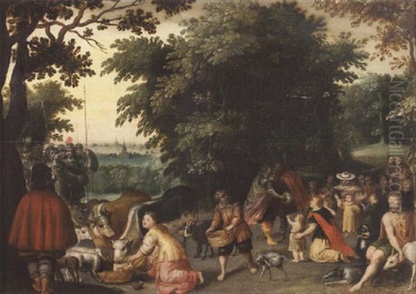 The Meeting Of Abraham And Melchizedek Oil Painting by Adriaen van Nieulandt