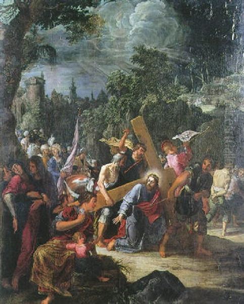 Le Portement De Croix Oil Painting by Adriaen van Nieulandt