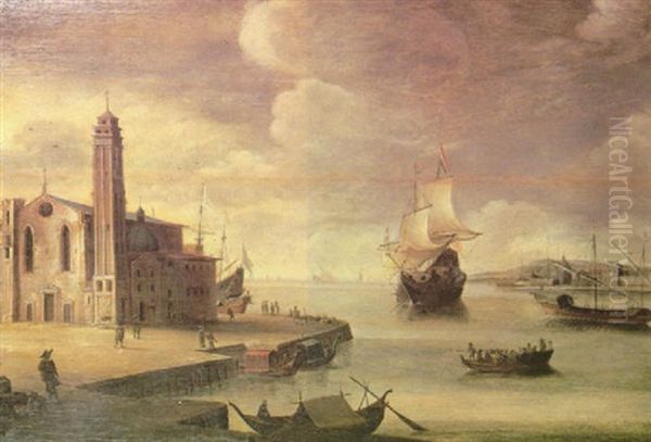 Dutch Harbor Oil Painting by Adriaen van Nieulandt