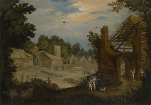 Landscape With Tobias And The Angel Oil Painting by Willem van, the Younger Nieulandt