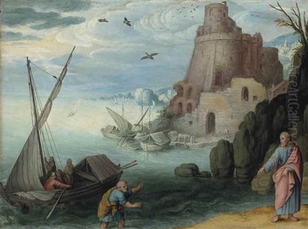 The Miraculous Draught Of Fishes Oil Painting by Willem van, the Younger Nieulandt
