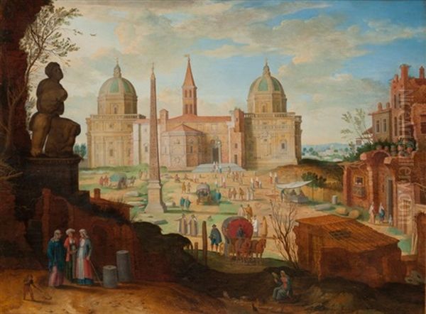 Vue De La Basilique Sainte Marie Majeure Oil Painting by Willem van, the Younger Nieulandt