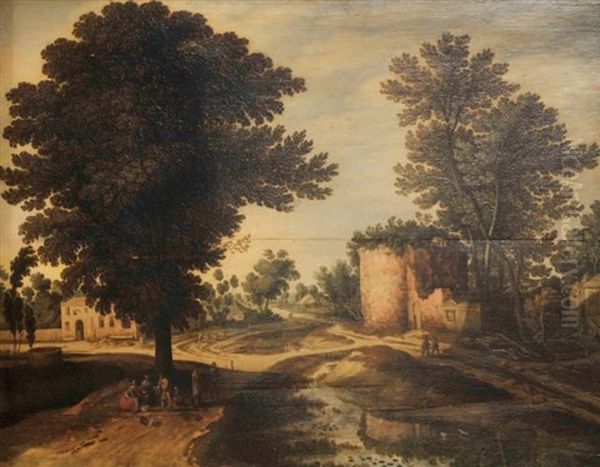 Paysage Pres Du Ruisseau A L'entree Du Village Oil Painting by Willem van, the Younger Nieulandt