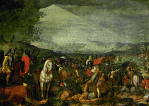 Bataljscen Oil Painting by Willem van, the Younger Nieulandt