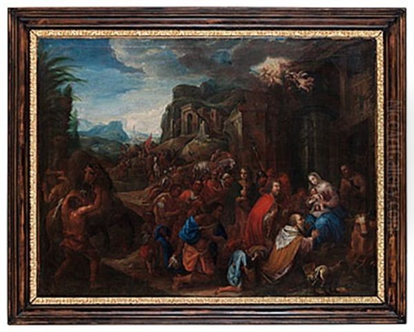 Konungarnas Tillbedjan Oil Painting by Willem van, the Younger Nieulandt