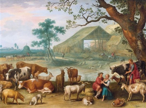 Hirten Mit Herde In Einer Landschaft Oil Painting by Willem van, the Younger Nieulandt