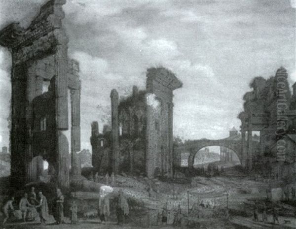 Landscape With Figures Oil Painting by Willem van, the Younger Nieulandt