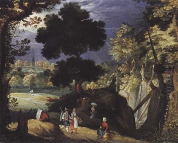 Promeneurs En Foret Oil Painting by Willem van, the Younger Nieulandt