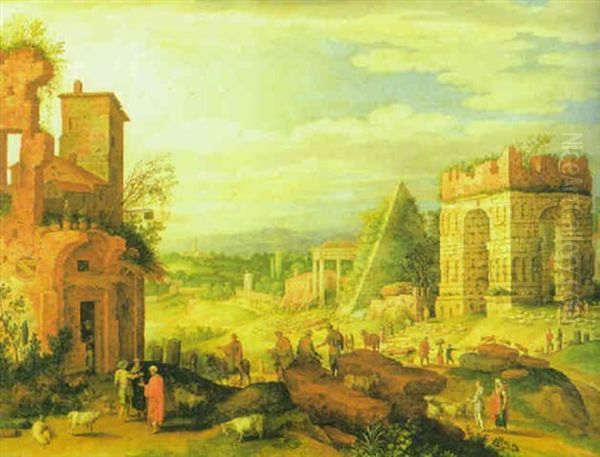 Heroische Landschaft Aus Den Albanerbergen Oil Painting by Willem van, the Younger Nieulandt