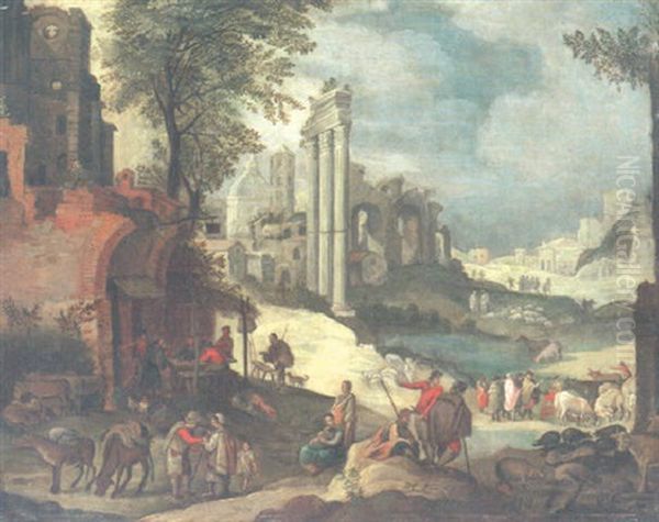 Romische Ruinenlandschaft Oil Painting by Willem van, the Younger Nieulandt