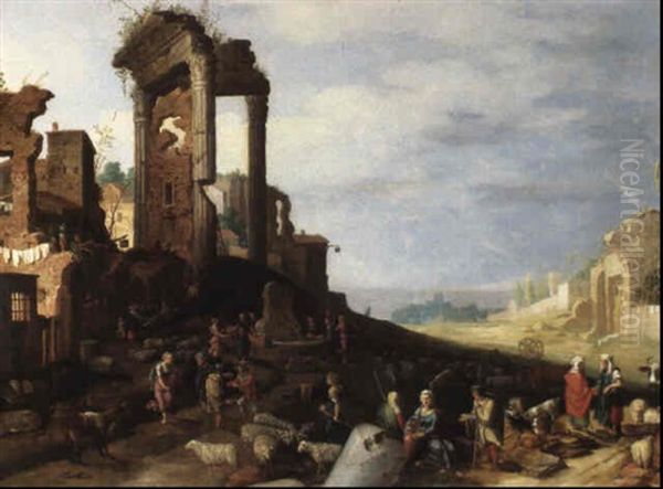 Paysage Anime Avec Ruines Oil Painting by Willem van, the Younger Nieulandt