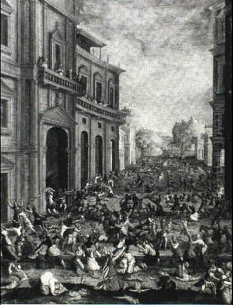 Massacre Of The Innocents Oil Painting by Willem van, the Younger Nieulandt