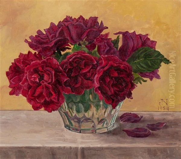 Still Life With Roses Oil Painting by Jakob Nieweg