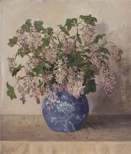 Flowers In A Chinese Vase Oil Painting by Jakob Nieweg