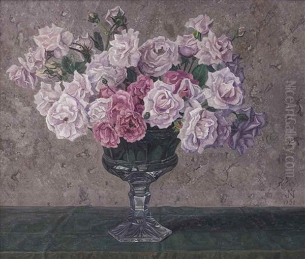 Pink Roses Oil Painting by Jakob Nieweg