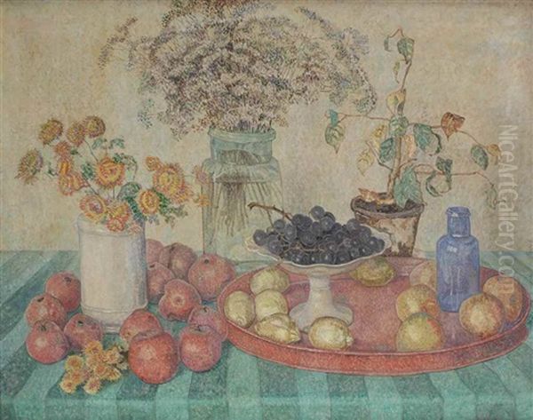 A Still Life With Fruits And Flowers Oil Painting by Jakob Nieweg