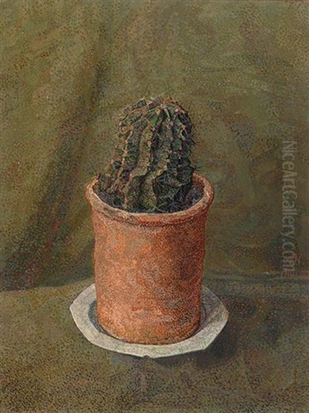 A Cactus In A Pot Oil Painting by Jakob Nieweg