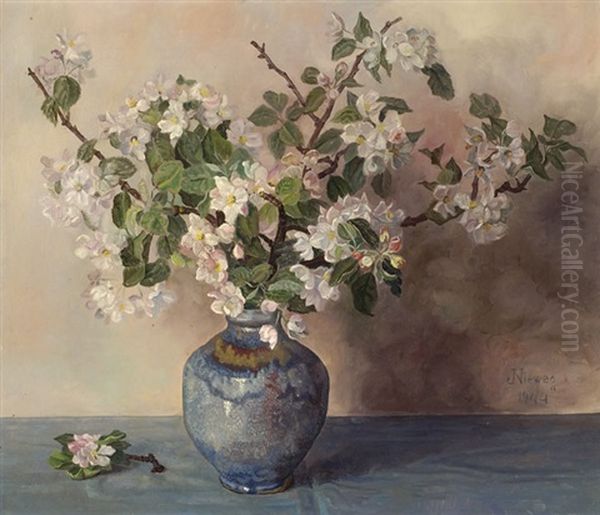 Still Life Of Flowers Oil Painting by Jakob Nieweg