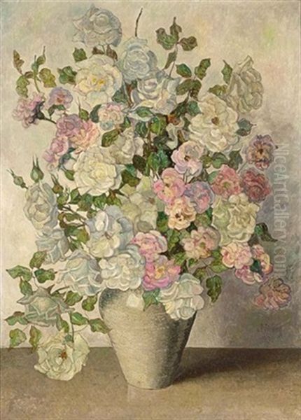 Rozen In Een Vaas Oil Painting by Jakob Nieweg