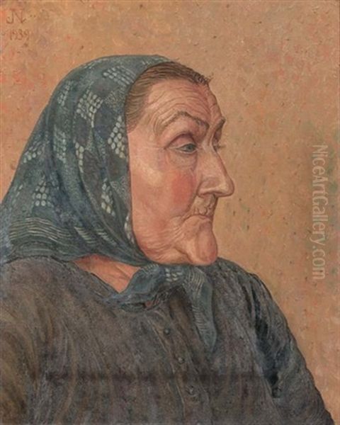 Portrait Of An Old Woman Oil Painting by Jakob Nieweg