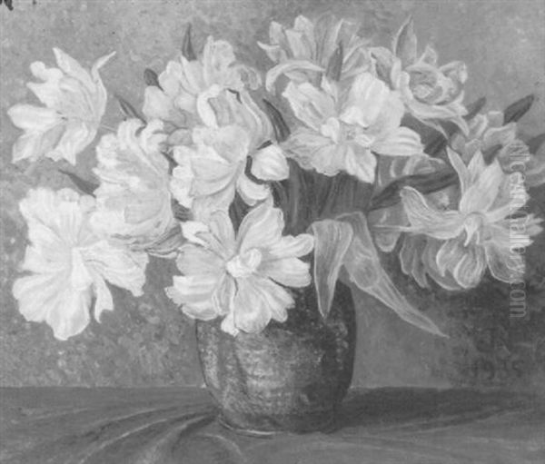 Een Bloemstilleven Met Witte Tulpen Oil Painting by Jakob Nieweg