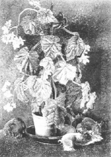 Still Life With Geranium Oil Painting by Jakob Nieweg