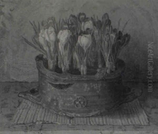 Stilleven Met Crocussen Oil Painting by Jakob Nieweg
