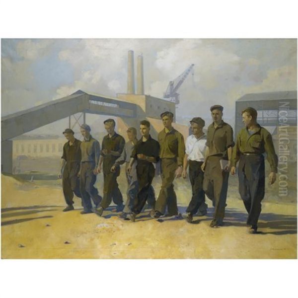 Change Of Shift Oil Painting by Salomon B. Nikritin