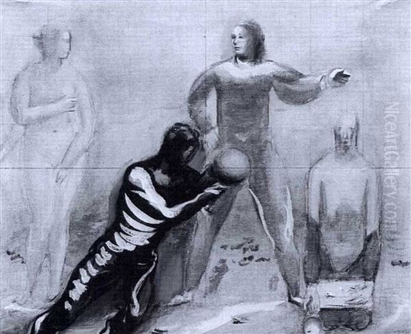 Study For 'old And New' Oil Painting by Salomon B. Nikritin