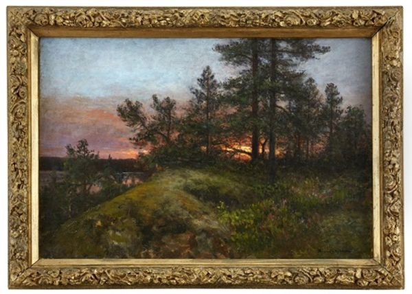 Skymningslandskap Oil Painting by Johan Severin Nilsson