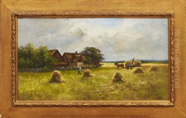 Hobargning Oil Painting by Johan Severin Nilsson