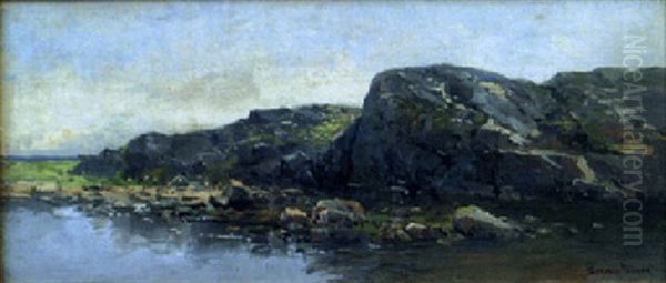 Skargardsklippor Oil Painting by Johan Severin Nilsson