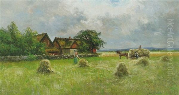 Hoskord Oil Painting by Johan Severin Nilsson