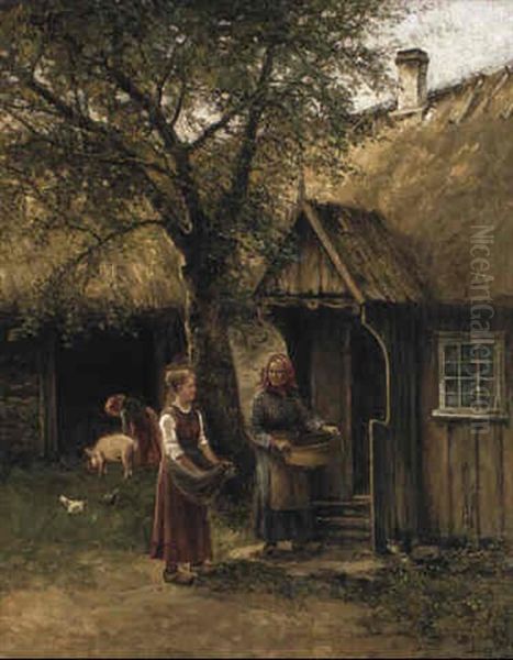 G+rdsbild Oil Painting by Johan Severin Nilsson